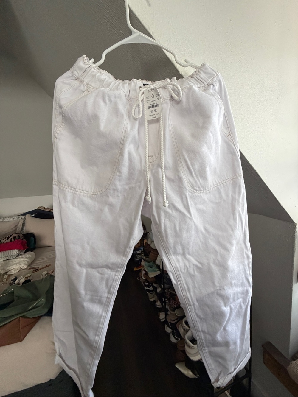 J. Crew White Drawstring Jogger Pants